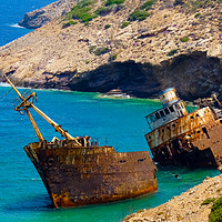 Buy canvas prints of Olympia Shipwreck near Kalotaritissa beach by Nicolas Boivin