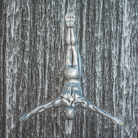 Buy canvas prints of Dubai Mall fountain with flying diver sculptures by Nicolas Boivin