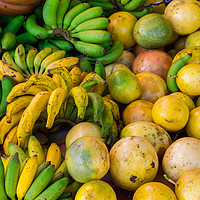 Buy canvas prints of Fresh exotic fruits from Sainte-Anne local market by Nicolas Boivin