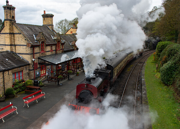 David departing Haverthwaite station Picture Board by Kevin Winter
