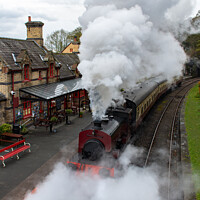 Buy canvas prints of David departing Haverthwaite station by Kevin Winter