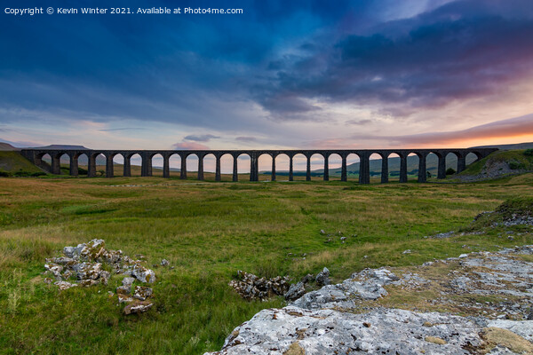 Ribblehead Viaduct Sunset Picture Board by Kevin Winter