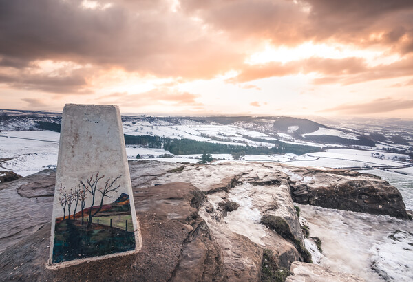 Roseberry Topping Trig point Picture Board by Kevin Winter