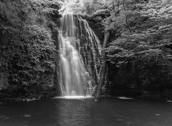 Falling Foss in black and white Picture Board by Kevin Winter