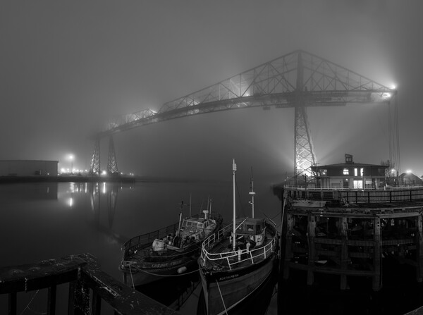 Transporter in the fog in Black & White Picture Board by Kevin Winter