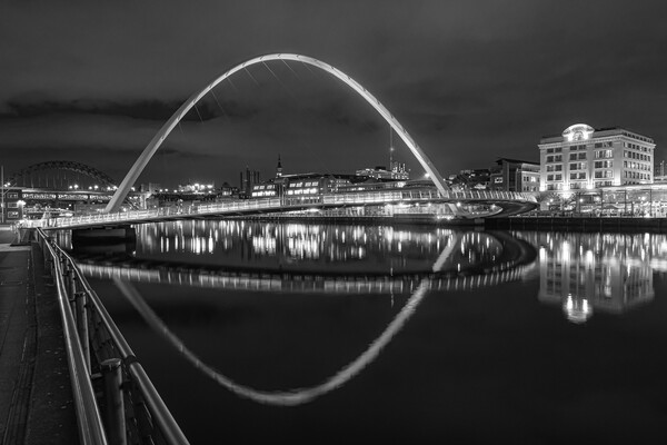 Newcastle Millennium bridge Black and White Picture Board by Kevin Winter