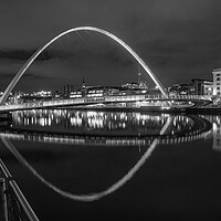 Buy canvas prints of Newcastle Millennium bridge Black and White by Kevin Winter