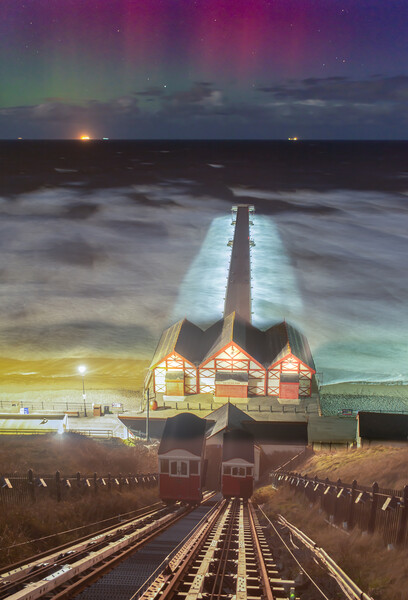 Northern lights over Saltburn by the Sea Picture Board by Kevin Winter