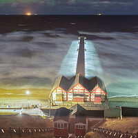 Buy canvas prints of Northern lights over Saltburn by the Sea by Kevin Winter