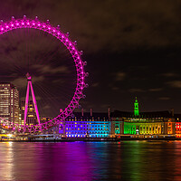 Buy canvas prints of London Eye with Rainbow lights by Kevin Winter