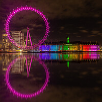 Buy canvas prints of London eye at night by Kevin Winter