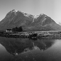 Buy canvas prints of Lagangarbh Hut under a reflected Buachaille Etive  by Kevin Winter