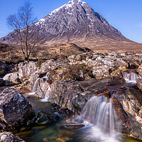 Buy canvas prints of Buachaille Etive Mòr Waterfall by Kevin Winter