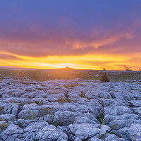 Buy canvas prints of Malham Lime pavement at sunrise by Kevin Winter