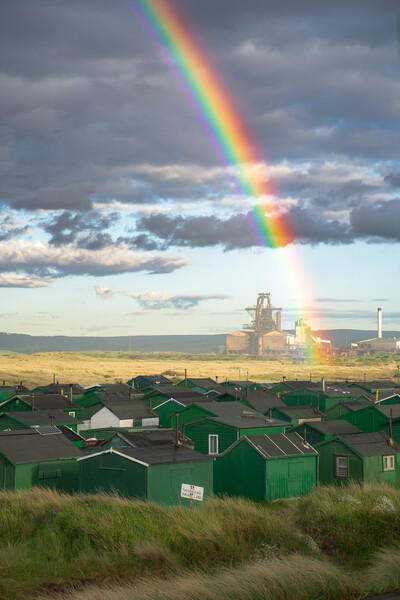 Rainbow over redcar steelworks Picture Board by Kevin Winter