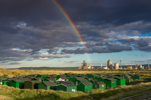 Rainbow over redcar steelworks Picture Board by Kevin Winter