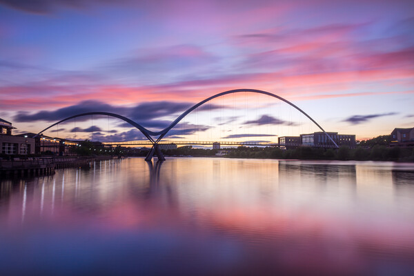 Fiery sunset over the Infinity Bridge Picture Board by Kevin Winter