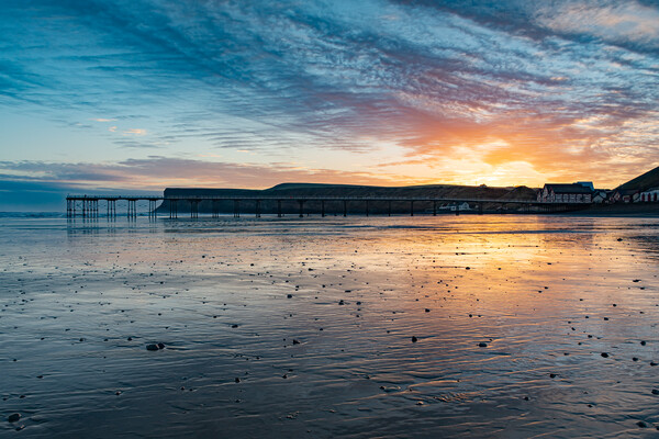 Stunning sunrise over Saltburn Beach Picture Board by Kevin Winter