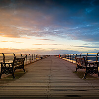 Buy canvas prints of Saltburn pier sunset by Kevin Winter