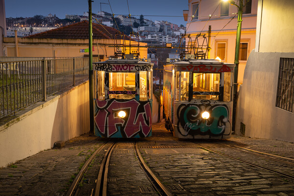 The Funicular Lavra in the narrow streets of Lisbon Picture Board by Kevin Winter