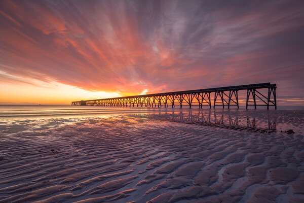 Steetley pier Sunrise Picture Board by Kevin Winter