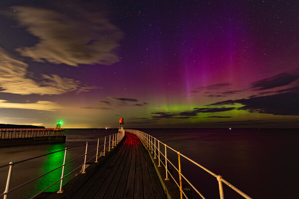 Northern Lights Over Whitby Picture Board by Kevin Winter