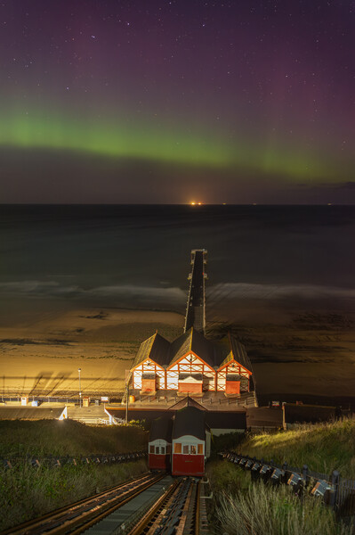 Aurora Borealis over Saltburn pier  Picture Board by Kevin Winter
