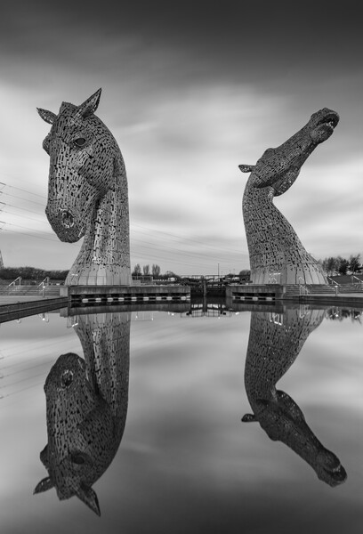The Kelpies in black and white Picture Board by Kevin Winter