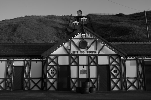 Saltburn cliff lift in black and white Picture Board by Kevin Winter