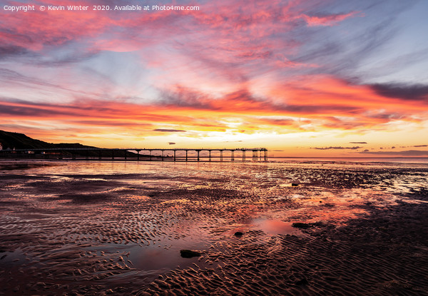 The Pier at Saltburn By the Sea during sunset fram Picture Board by Kevin Winter
