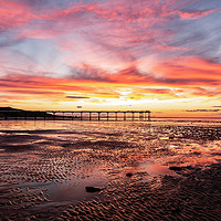 Buy canvas prints of The Pier at Saltburn By the Sea during sunset fram by Kevin Winter