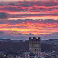 Buy canvas prints of Richmond Castle at sunset by Kevin Winter