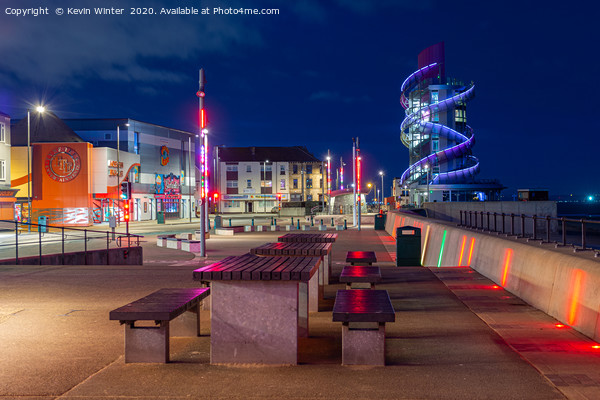Redcar promenade in the blue hour Picture Board by Kevin Winter