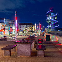 Buy canvas prints of Redcar promenade in the blue hour by Kevin Winter