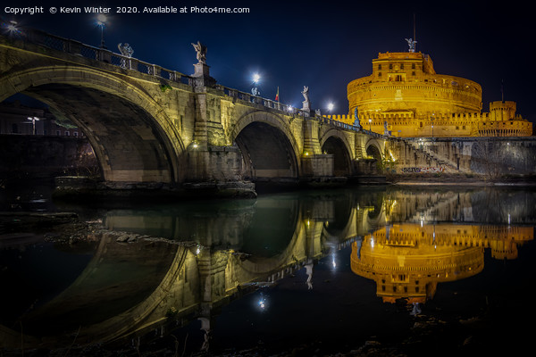 Ponte Sant Angelo Bridge Picture Board by Kevin Winter