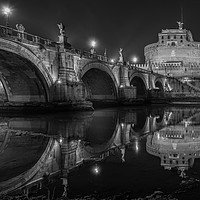 Buy canvas prints of Ponte Sant Angelo Bridge Black & White by Kevin Winter