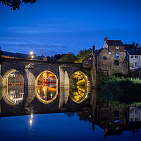 Buy canvas prints of Old Elvet Bridge in the blue hour by Kevin Winter