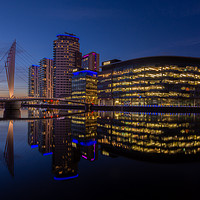Buy canvas prints of Bridge to the BBC at Salford Quays, by Kevin Winter