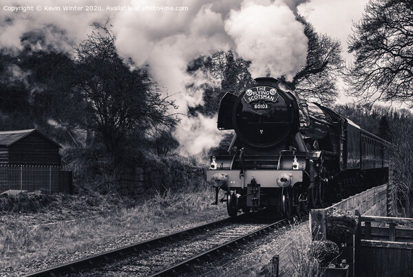 Flying Scotsman in Black and white Picture Board by Kevin Winter