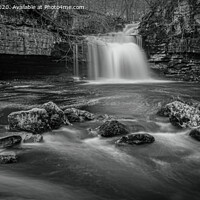 Buy canvas prints of West Burton Falls in Black and White by Kevin Winter