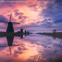 Buy canvas prints of Kinderdijk Sunrise by Kevin Winter