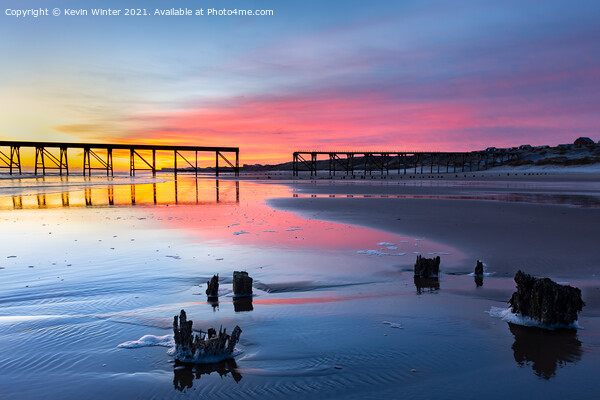 Steetley Pier sunrise Picture Board by Kevin Winter