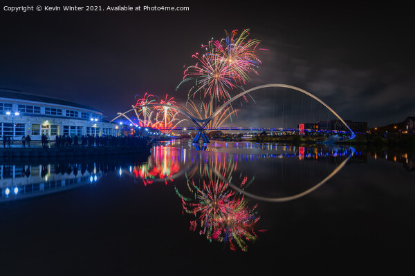Infinity Bridge Fireworks Picture Board by Kevin Winter