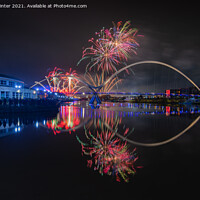 Buy canvas prints of Infinity Bridge Fireworks by Kevin Winter
