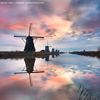 Buy canvas prints of Kinderdijk Sunrise by Kevin Winter