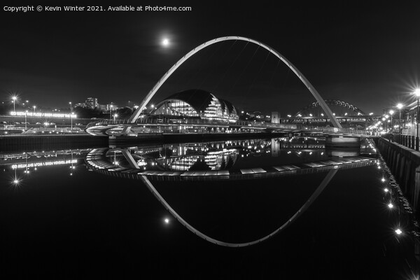 Newcastle Bridge Black and White Picture Board by Kevin Winter