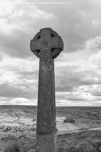 Cross overlooking Rosedale Abbey Picture Board by Kevin Winter