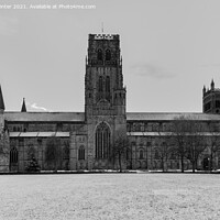 Buy canvas prints of Durham Cathedral on a snowy April night by Kevin Winter