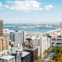 Buy canvas prints of Panoramic view of Kobe harbor city in Japan by Sanga Park