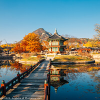 Buy canvas prints of Autumn of Gyeongbokgung Palace in Seoul by Sanga Park